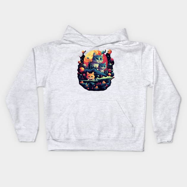 Cats surrealistic universe Kids Hoodie by tatadonets